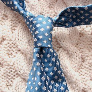 Breuer necktie blue white geometric silk 58/3-1/2"